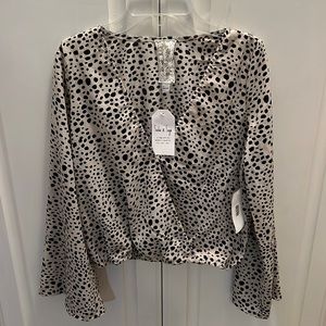 NWT Sadie + Sage Leopard Crop Twist Blouse XS